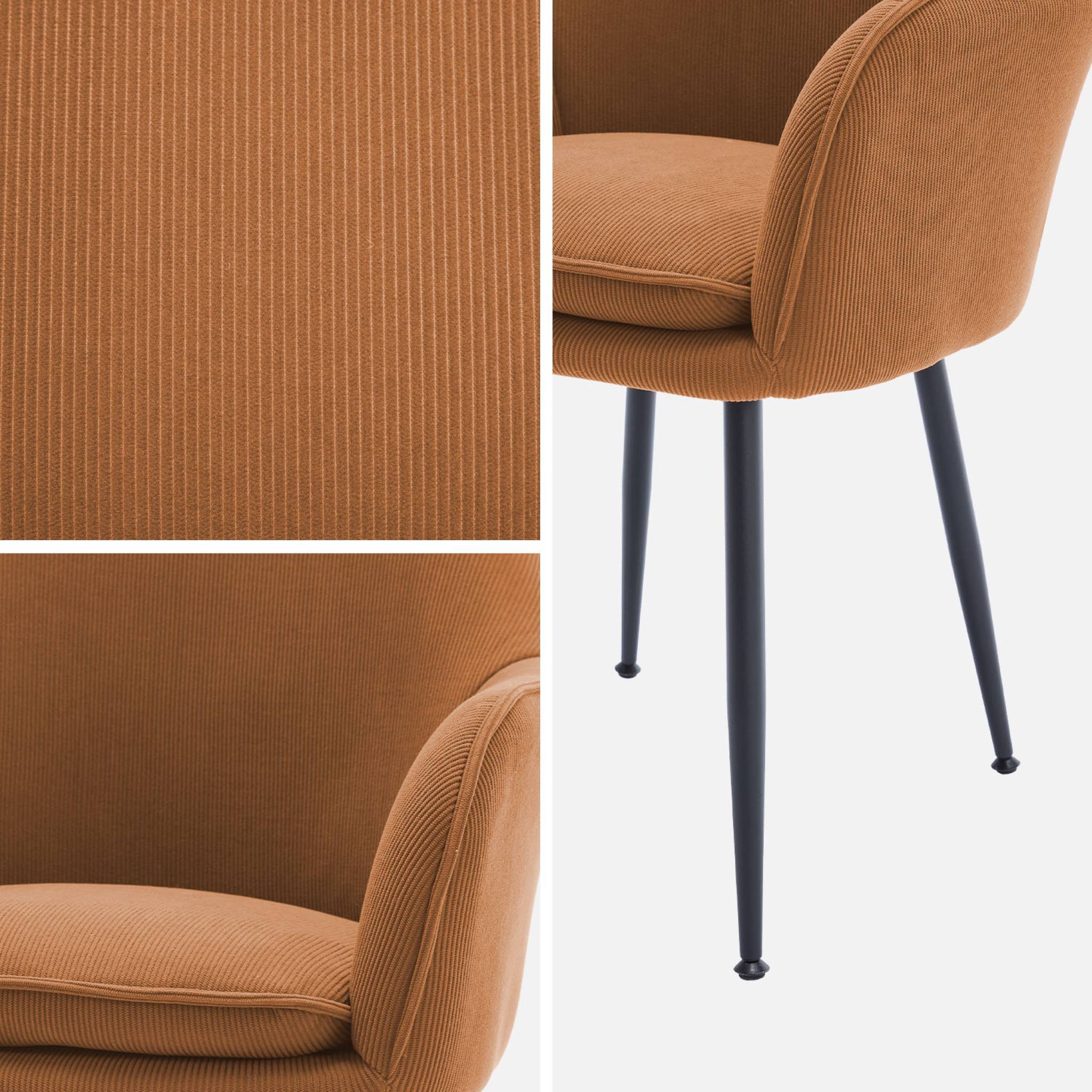sweeek - Fauteuil en velours côtelé camel et pieds en métal noir mat. L 57 x P 59 x H 84.5 | sweeek - Image 7