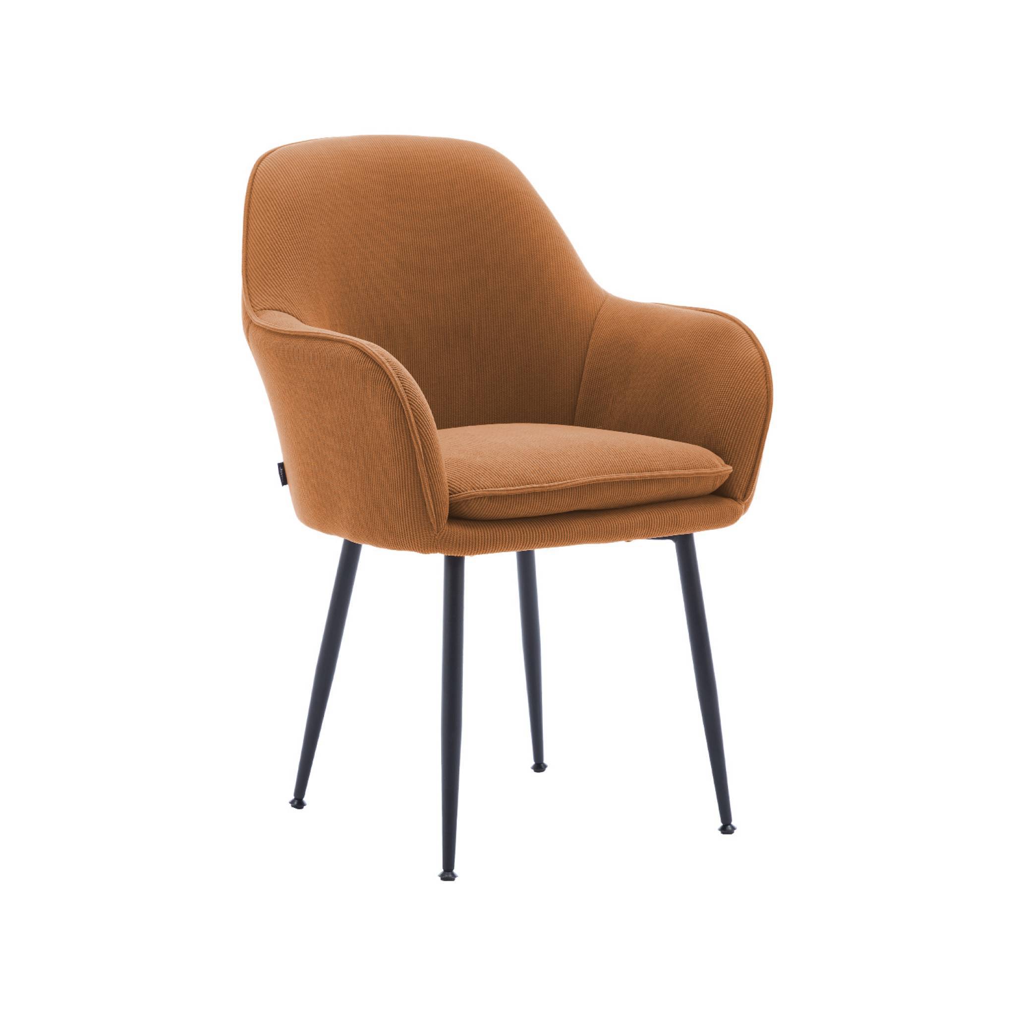 sweeek - Fauteuil en velours côtelé camel et pieds en métal noir mat. L 57 x P 59 x H 84.5 | sweeek - Image 2