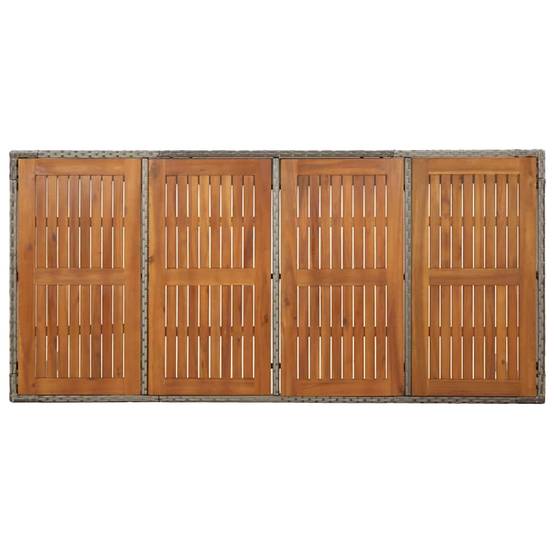 Table de jardin dessus en bois gris résine tressée 190 x 90 x 75 cm - PANGIVO - Image 5