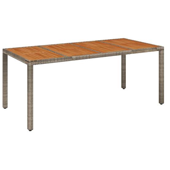 Table de jardin dessus en bois gris résine tressée 190 x 90 x 75 cm - PANGIVO - Image 2
