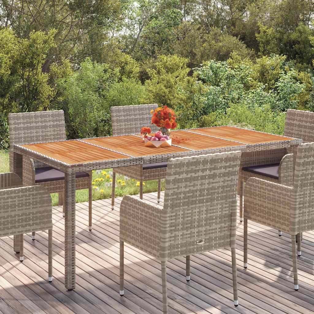 Table de jardin dessus en bois gris résine tressée 190 x 90 x 75 cm - PANGIVO - Image 1