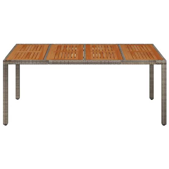 Table de jardin dessus en bois gris résine tressée 190 x 90 x 75 cm - PANGIVO - Image 3