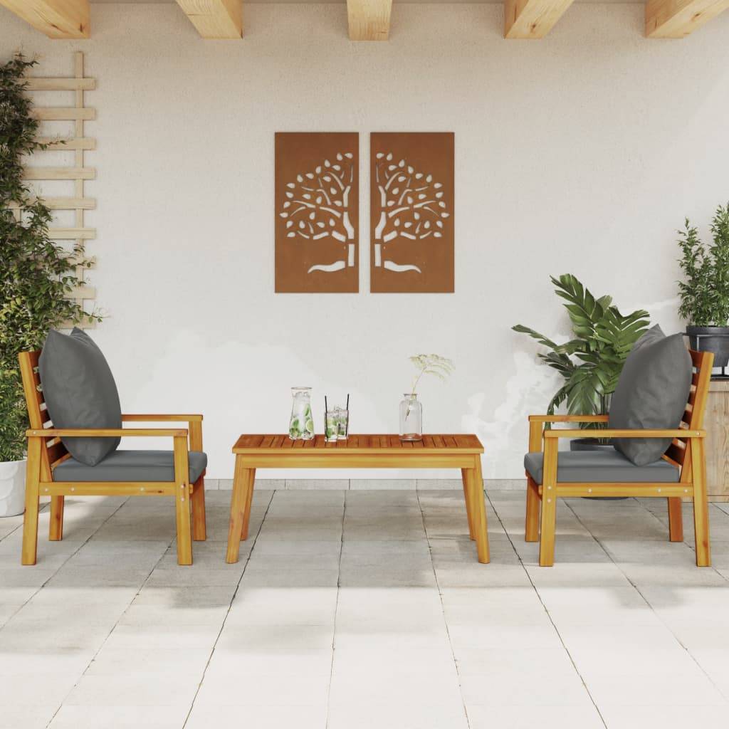 ComfortXL - Salon de Jardin 2 Personnes Bois d'Acacia 2 Fauteuils et Table Basse avec Coussins Épais Gris Foncé – ComfortXL Outdoor Living