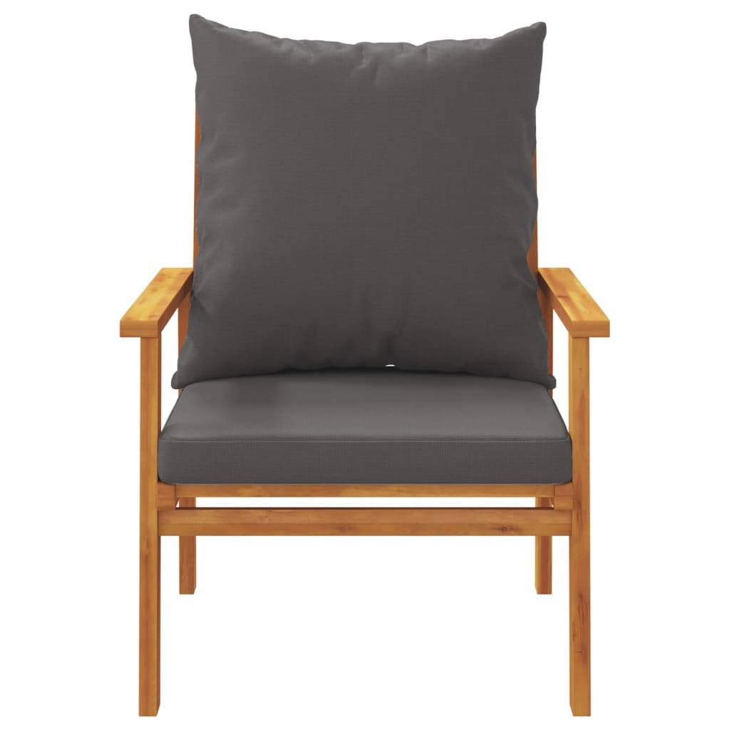Salon de Jardin 2 Personnes Bois d'Acacia 2 Fauteuils et Table Basse avec Coussins Épais Gris Foncé – ComfortXL Outdoor Living - Image 6