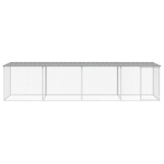 Vidaxl - Poulailler avec toit gris clair 403x98x90 cm acier galvanisé vidaXL 3189055 - Image 4