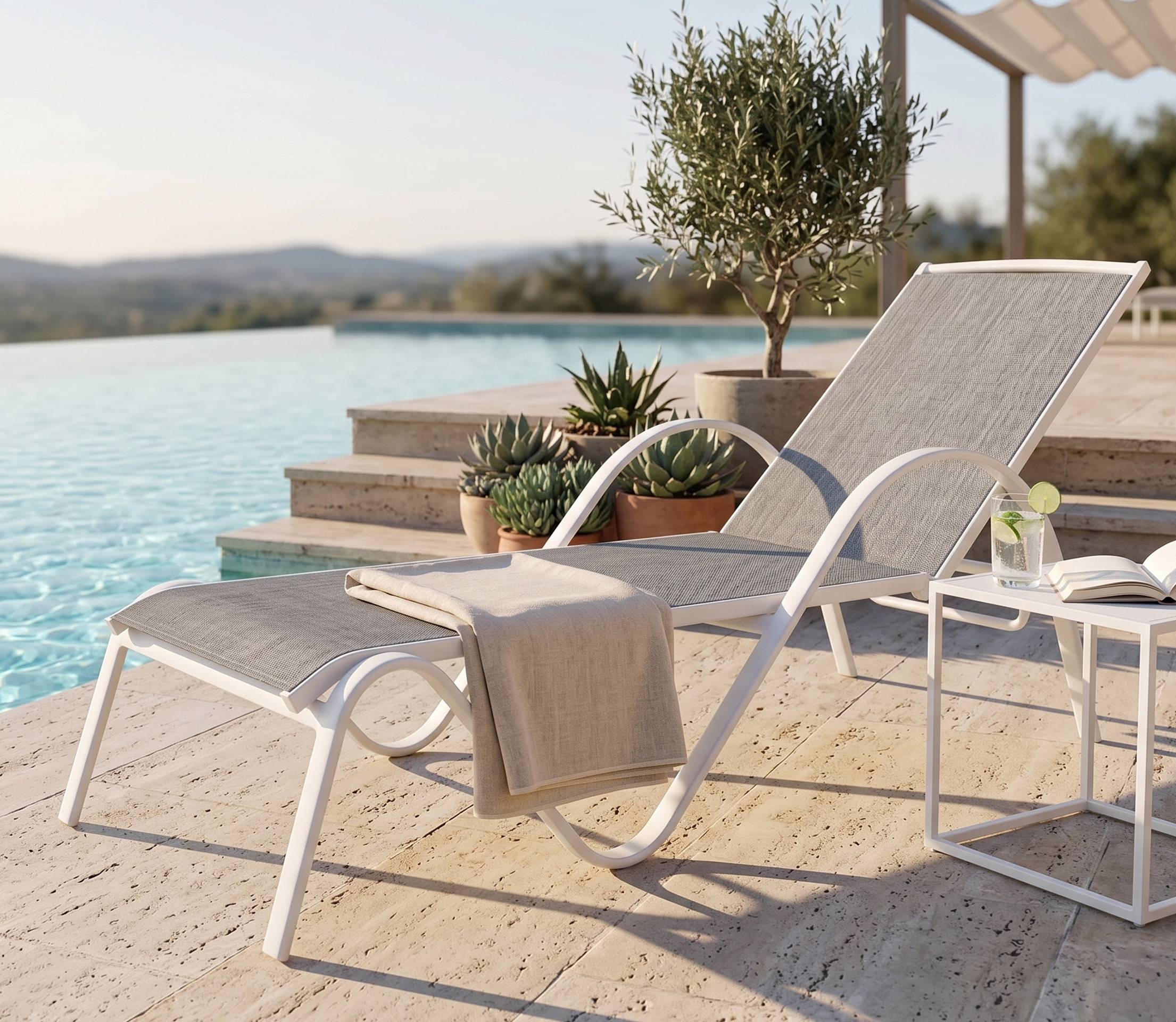 Wilsa Garden - Bain de soleil blanc en aluminium multipositions SUNSET - Image 1