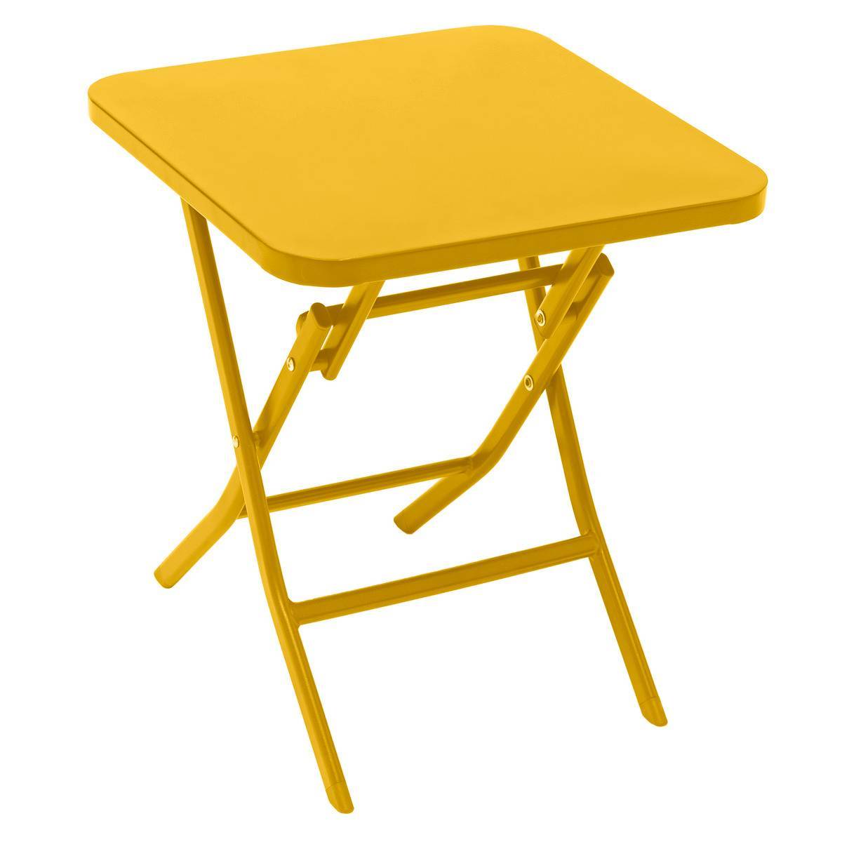Hesperide - Table d'appoint de jardin carrée "Greensboro" jaune moutarde 40x40cm en acier traité époxy - Hespéride - Imagen 2