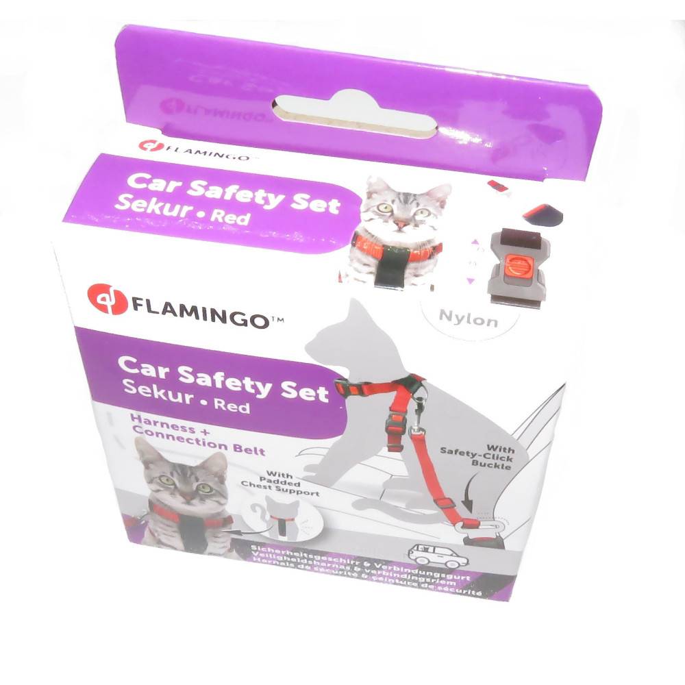 Harnais de Sécurité voiture + laisse Rouge 15 mm pour Chat - Image 6