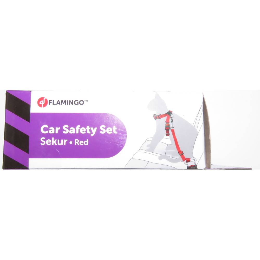 Harnais de Sécurité voiture + laisse Rouge 15 mm pour Chat - Imagen 4