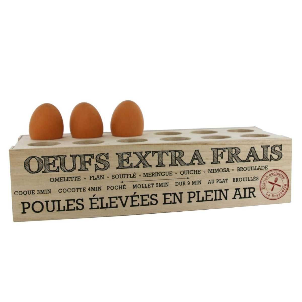Boîte à œufs en bois avec 12 emplacements et message décoratif ...