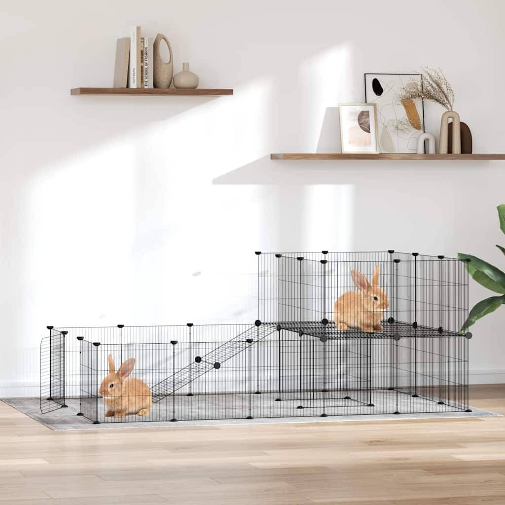 Vidaxl - Cage animaux de compagnie à 36 panneaux et porte Noir 175x105x70 cm vidaXL 3114062 - Imagen 1