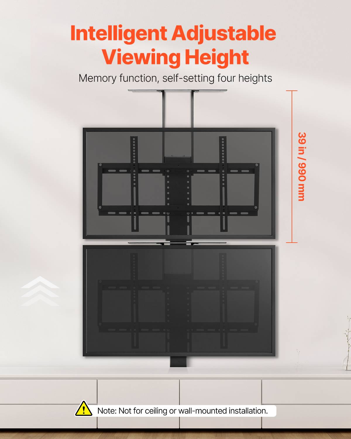 VEVOR Support TV motorisé 32-70", réglable verticalement, charge 54kg, télécommande, VESA 600x400mm. - Image 2
