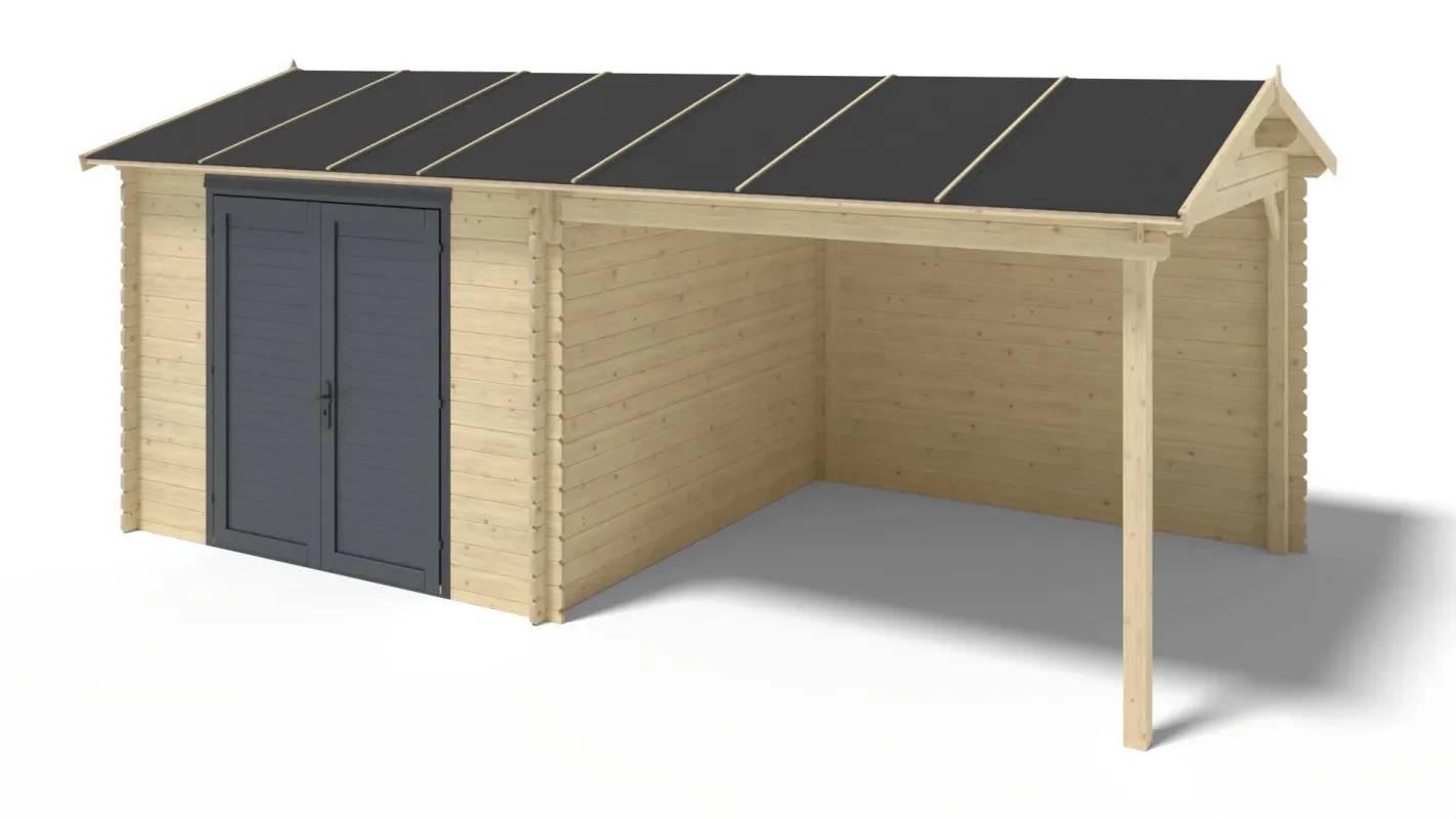Altanka - Abri de jardin en bois - 17,40m2 - 5,79x3m - Ep. 28mm - Couleur: naturel - DOM641 - Imagen 1