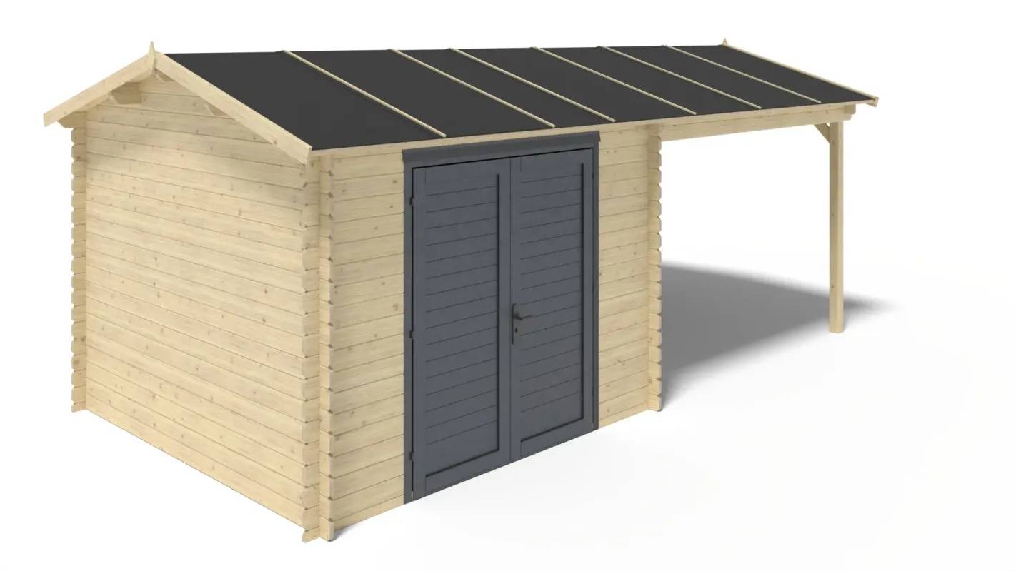 Altanka - Abri de jardin en bois - 17,40m2 - 5,79x3m - Ep. 28mm - Couleur: naturel - DOM641 - Imagen 6