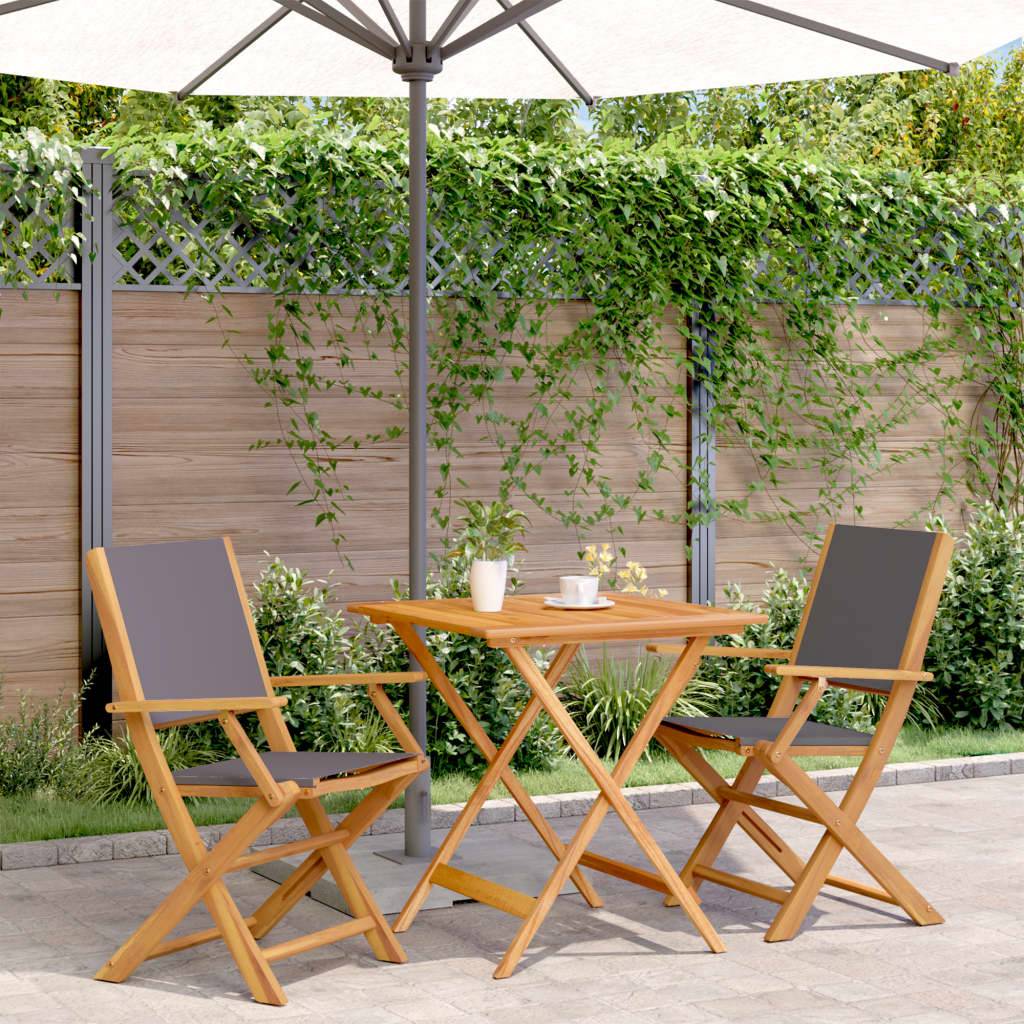 Maison Chic - Ensemble 3 pcs de bistro - Salon De Jardin - Mobilier extérieur anthracite tissu et bois massif MI476 - Image 2
