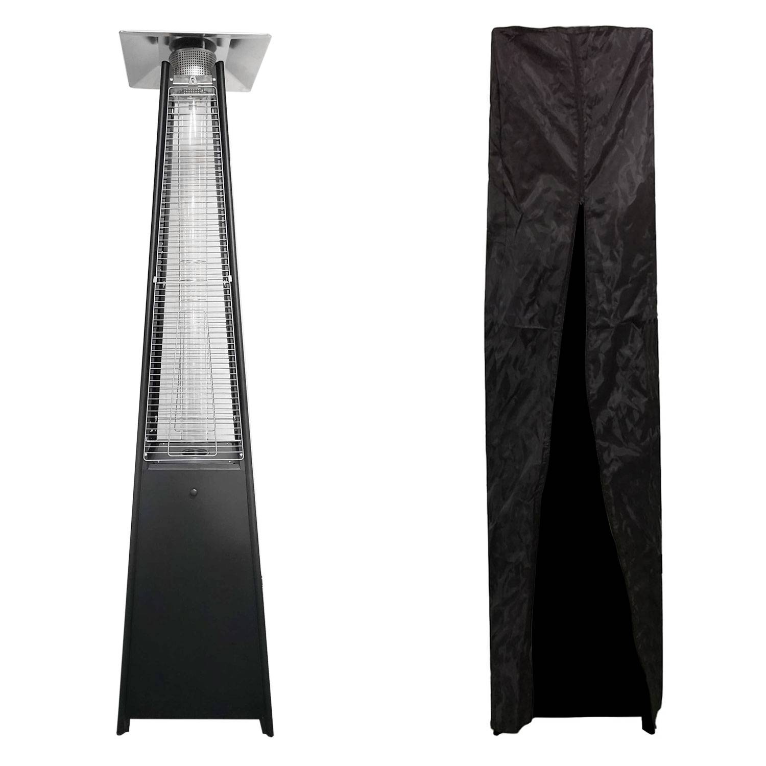 Parasol chauffant gaz STOCKHOLM 13kW acier noir + housse de protection - HAPPY GARDEN