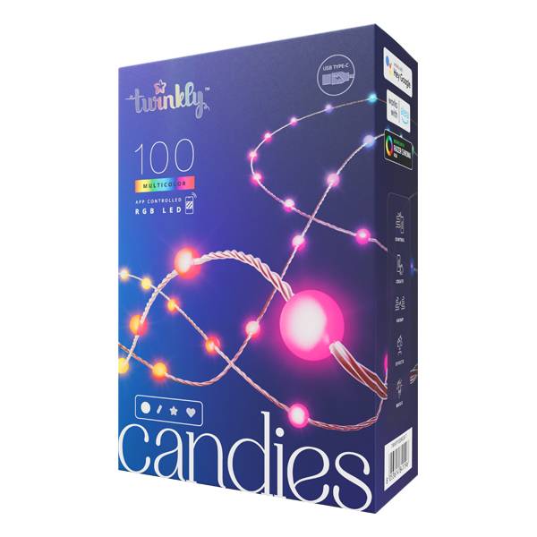 Guirlande perle connectée IP20 6m 100 LEDS RGB fil transparent TWINKLY CANDIES - Imagen 2