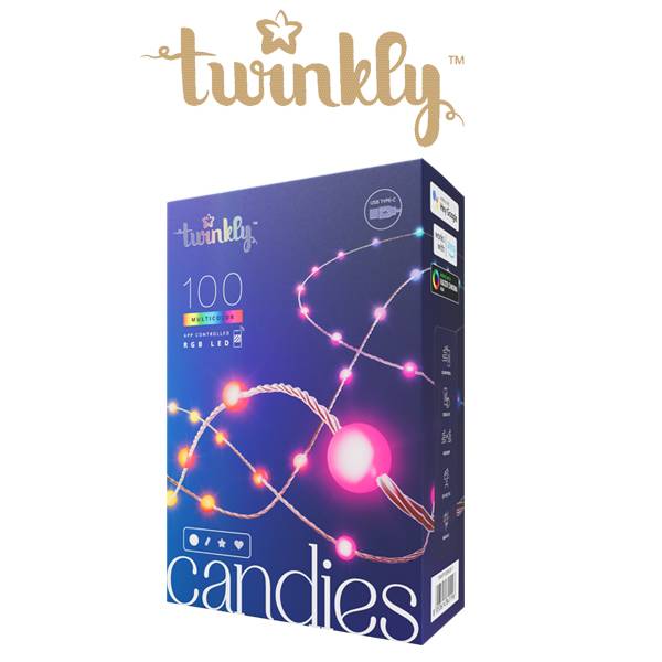 Guirlande perle connectée IP20 6m 100 LEDS RGB fil transparent TWINKLY CANDIES - Imagen 3
