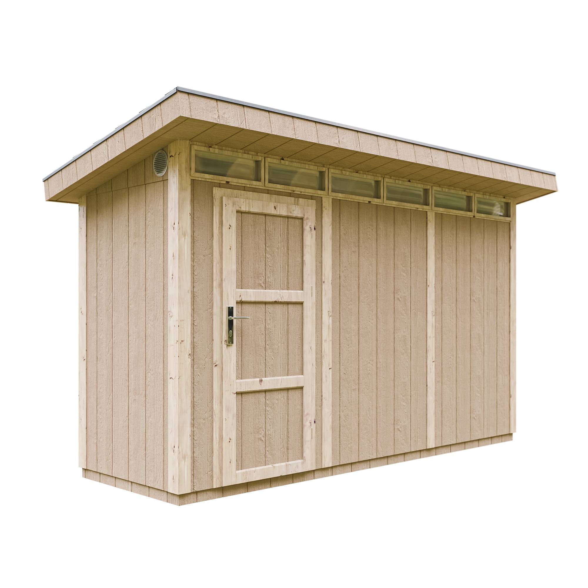 Timbela - Abri de Jardin Qualité Premium 4m² / L161xL412cm - Kit tout compris avec sol, tuiles bitumineuses, set de peinture - Timbela M902-CAVERN STEEL - Image 3