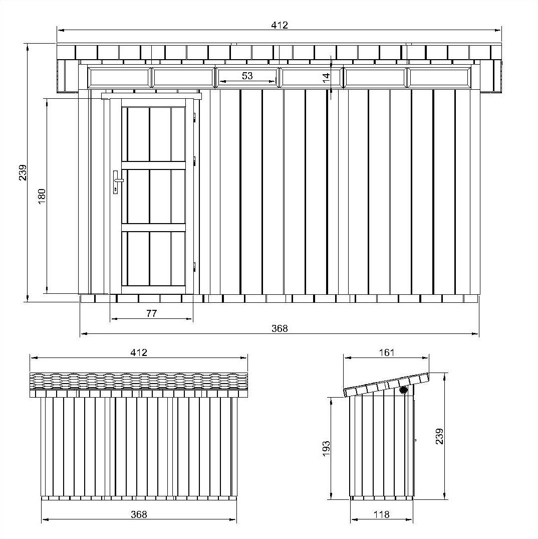Timbela - Abri de Jardin Qualité Premium 4m² / L161xL412cm - Kit tout compris avec sol, tuiles bitumineuses, set de peinture - Timbela M902-CAVERN STEEL - Image 6