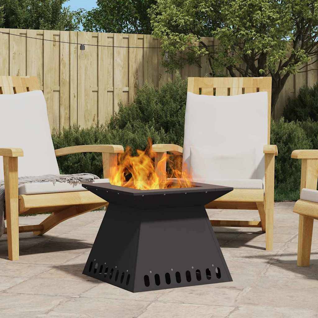 ComfortXL - Brasero Carré sur Pieds en Acier Foyer à Bois Moderne pour Jardin Terrasse Noir – ComfortXL Outdoor Living - Image 1