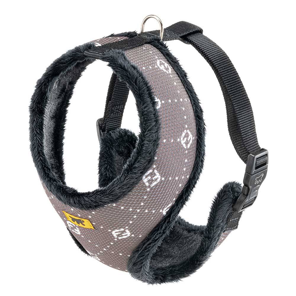 Ferplast - NIKITA FUR XL Harnais pour Chien, Respirant, Fourrure Ecologique Douce, Sangle Réglable, Taupe - Imagen 1