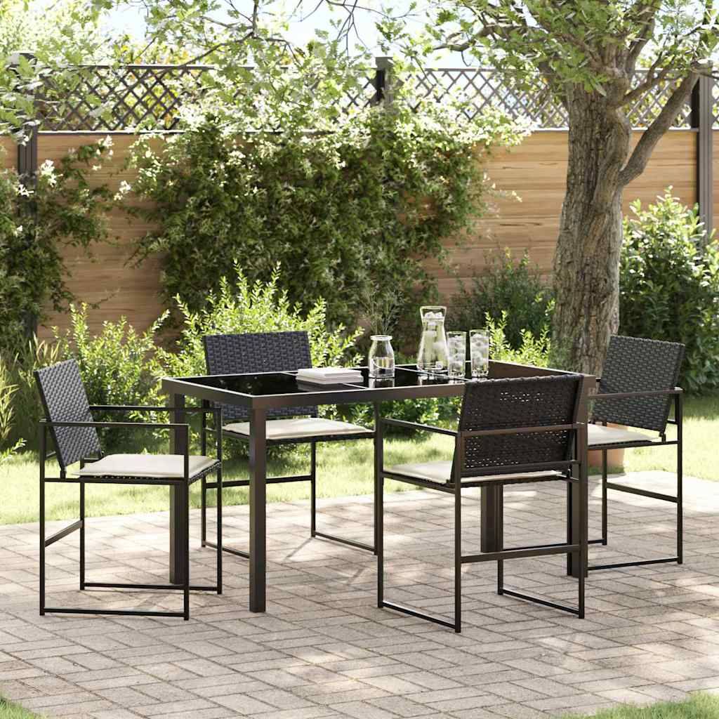 ComfortXL - Salon de Jardin 4 Places en Résine Tressée avec Coussins et Accoudoirs Ergonomiques Noir – ComfortXL Outdoor Living - Image 1