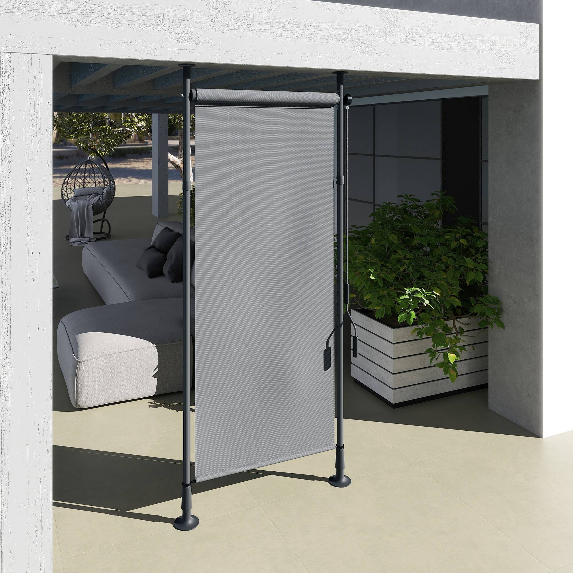 ComfortXL - Store banne autoportant aluminium gris foncé 120 x 220-310 cm terrasse jardin réglable sans perçage manuel - Image 8