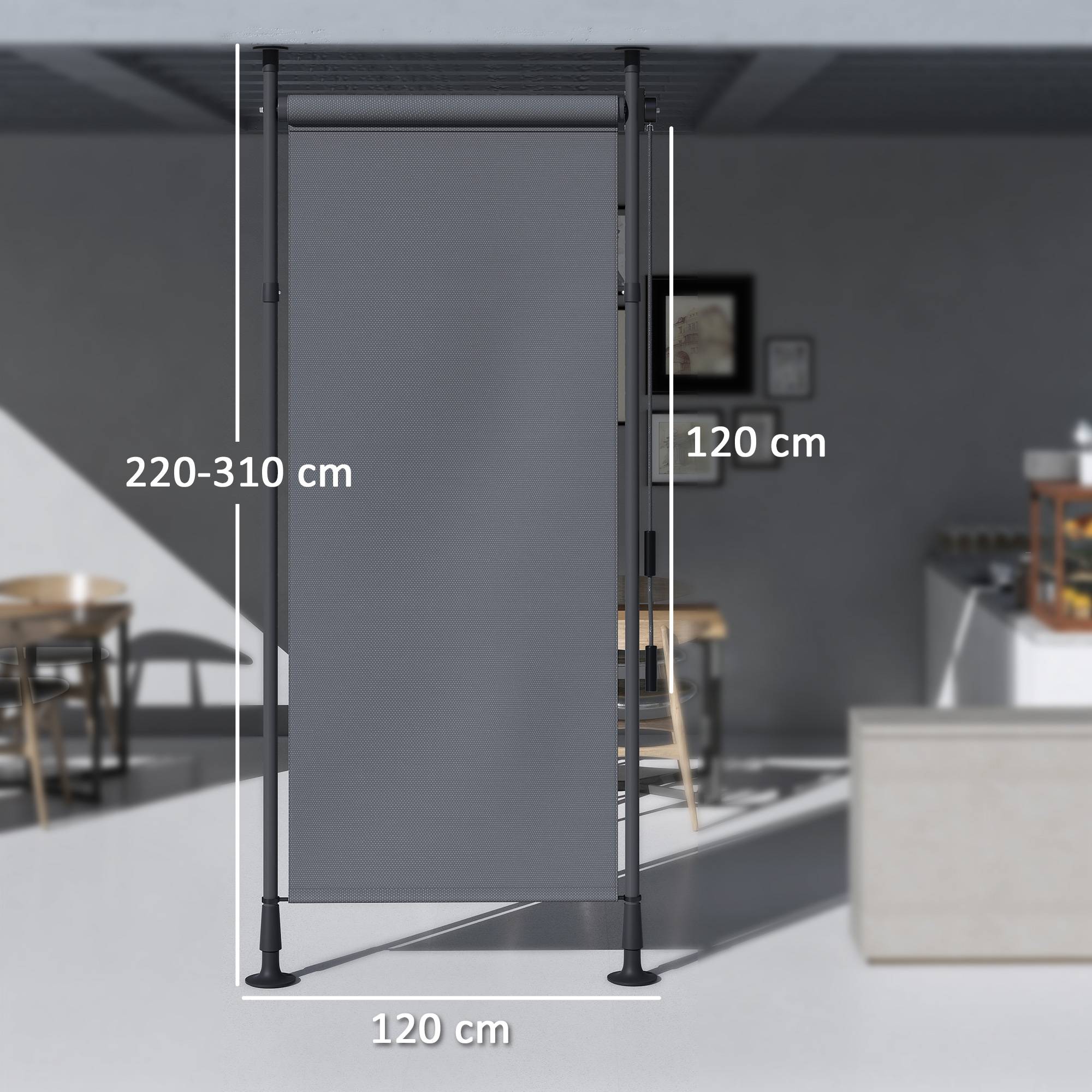 ComfortXL - Store banne autoportant aluminium gris foncé 120 x 220-310 cm terrasse jardin réglable sans perçage manuel - Image 3