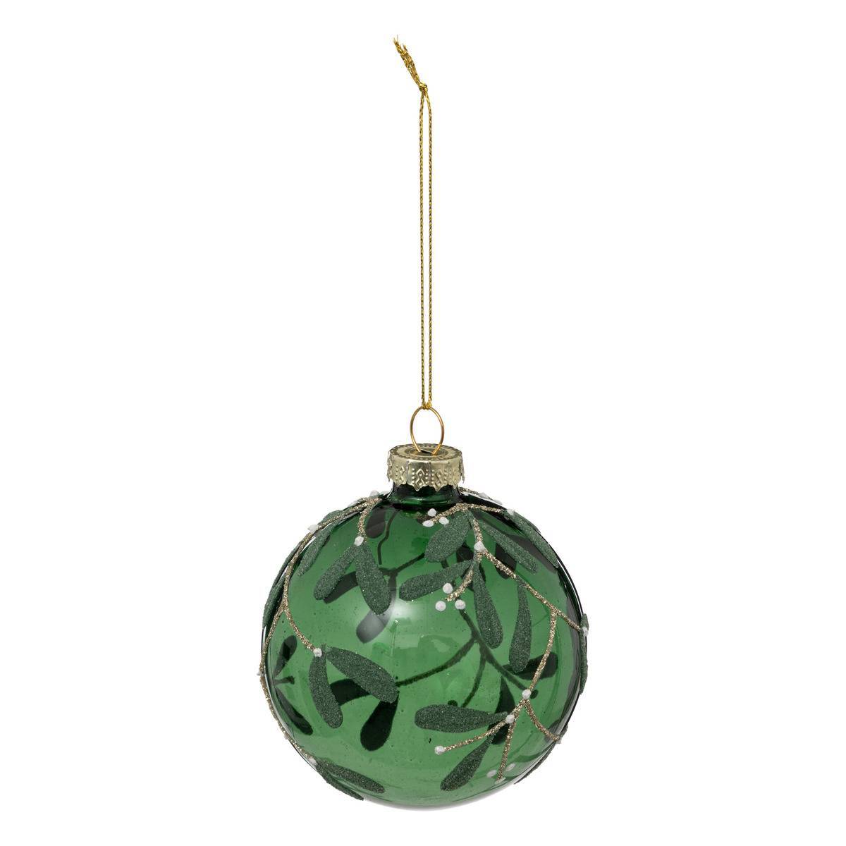 Atmosphera - boule de noël vert gui 8cm en verre - Atmosphera Créateur d'intérieur