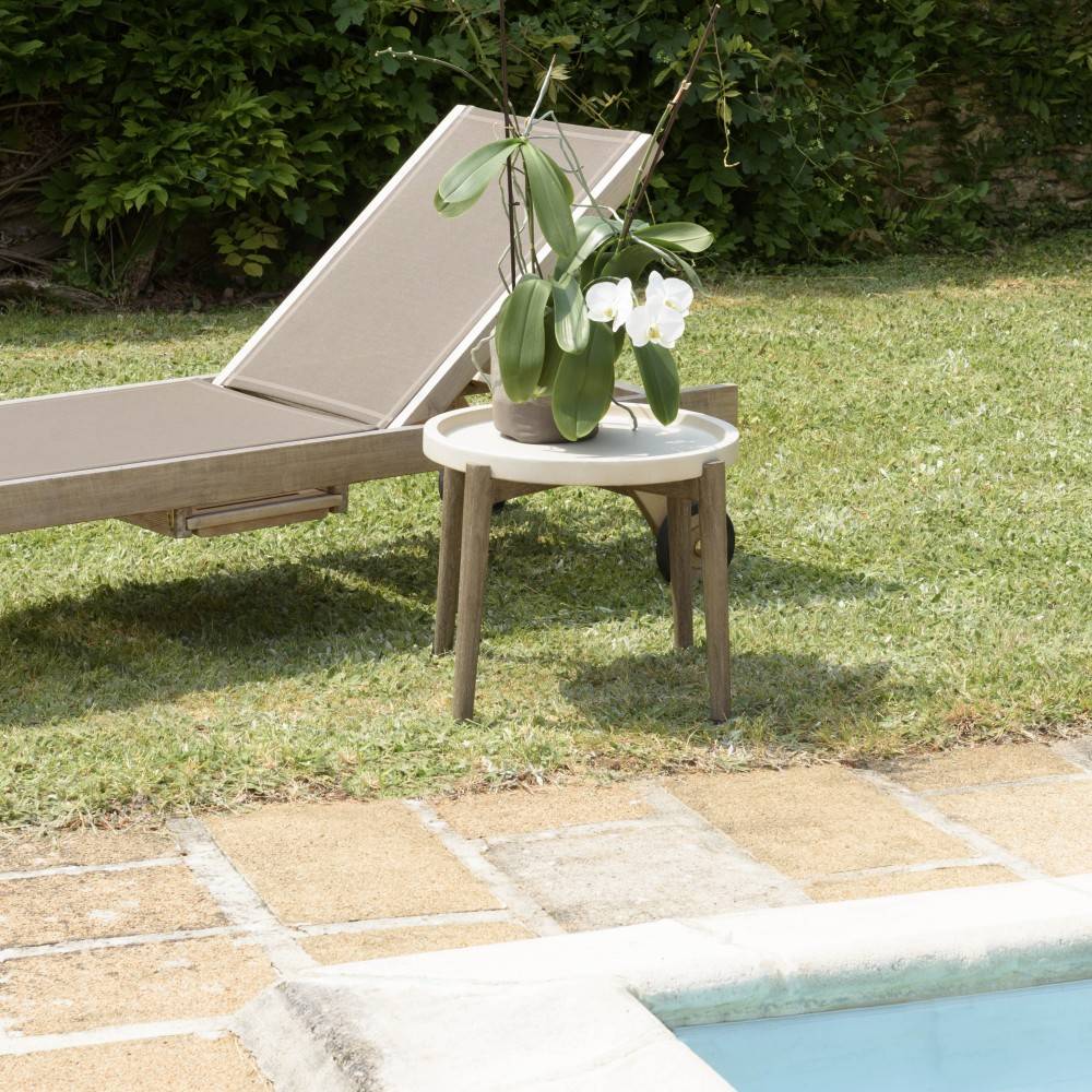 Macabane - HECTOR - Table d'appoint ronde diam 50 cm plateau béton beige - Imagen 7