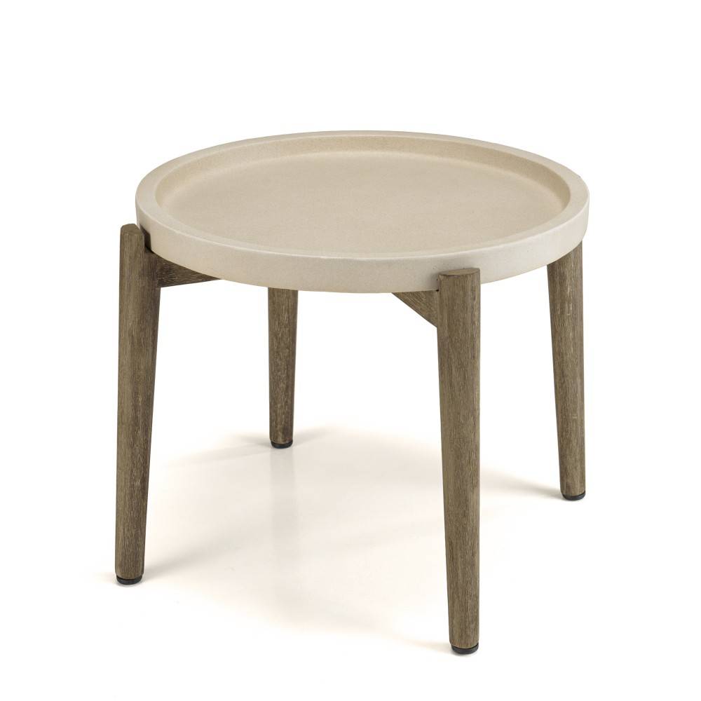 Macabane - HECTOR - Table d'appoint ronde diam 50 cm plateau béton beige - Imagen 6