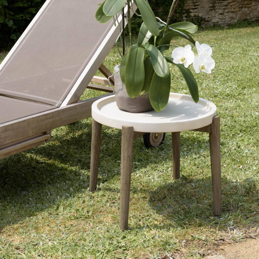 Macabane - HECTOR - Table d'appoint ronde diam 50 cm plateau béton beige - Imagen 2