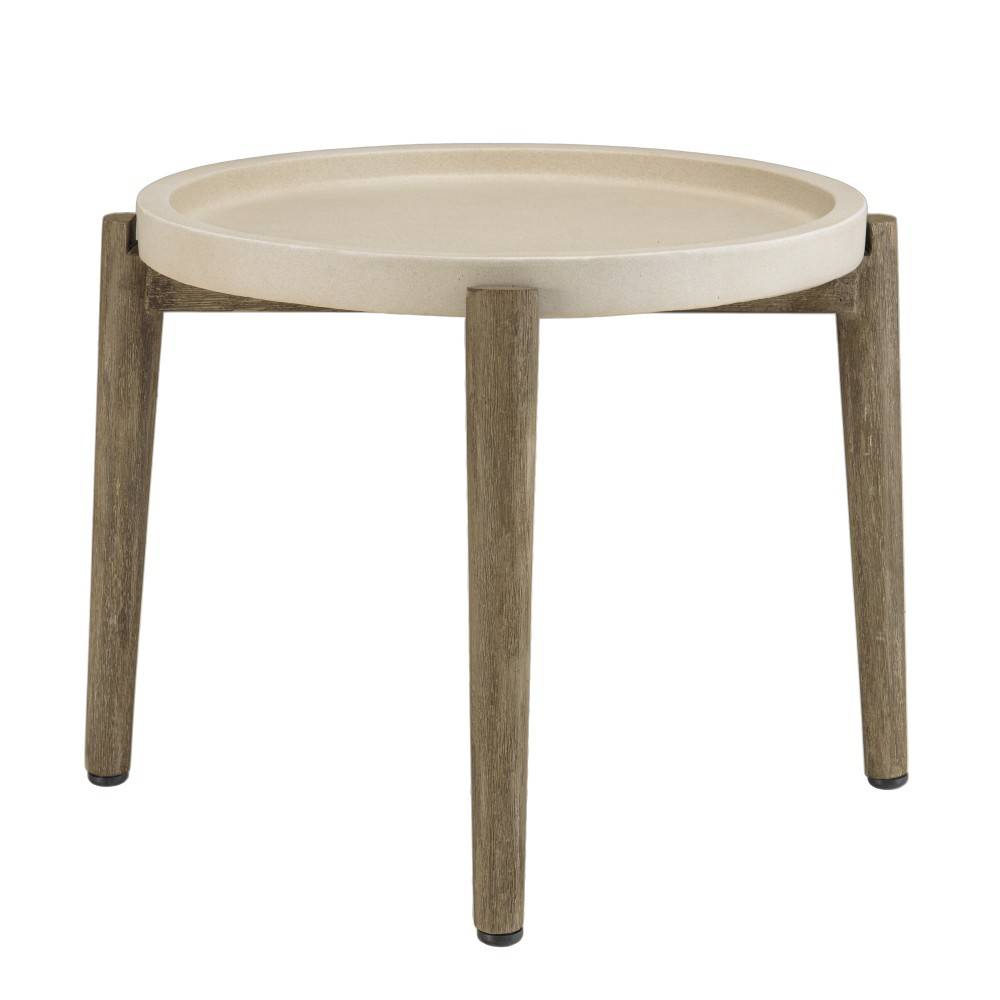 Macabane - HECTOR - Table d'appoint ronde diam 50 cm plateau béton beige - Imagen 1