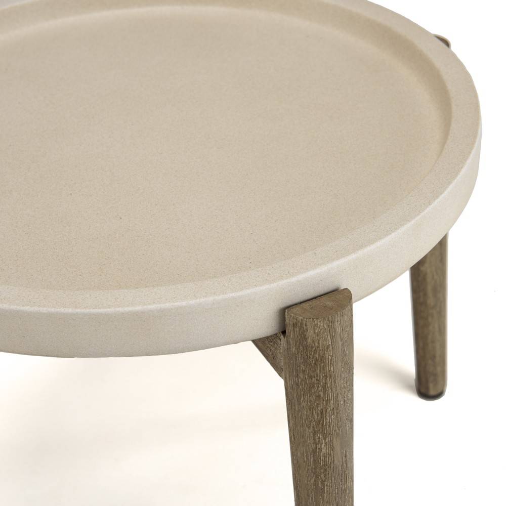 Macabane - HECTOR - Table d'appoint ronde diam 50 cm plateau béton beige - Imagen 5