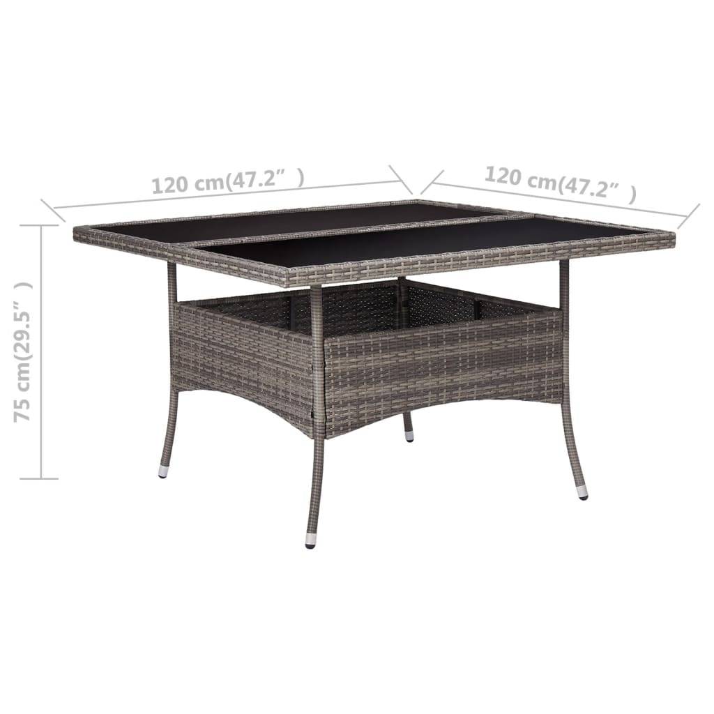 ComfortXL - Table de Repas Carrée Grise en Résine Tressée et Verre, Grande Capacité 8 Personnes, 120x120 cm – ComfortXL Outdoor Living - Image 4
