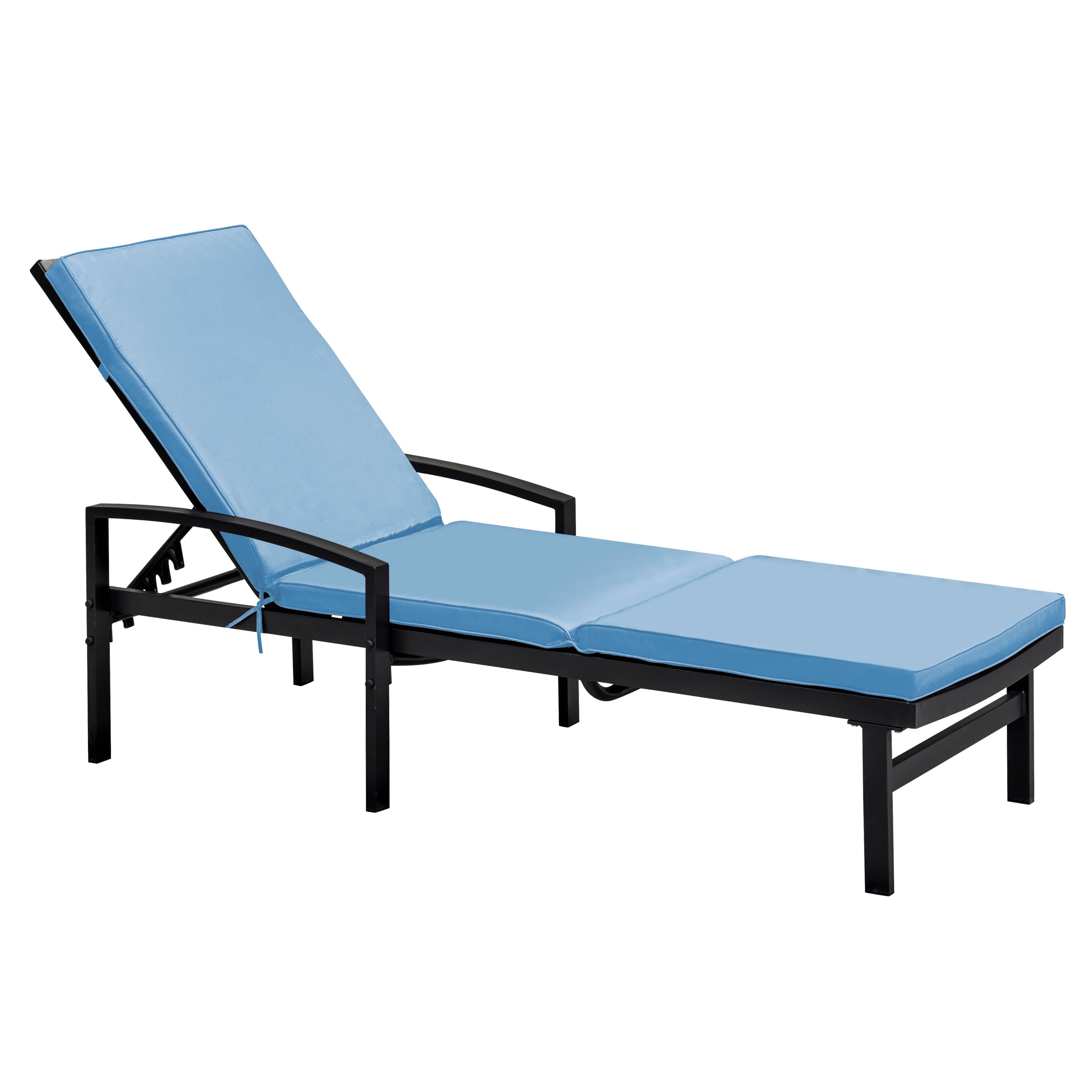 Oviala - Coussin de bain de soleil en polyester bleu Picchu - Oviala - Imagen 2