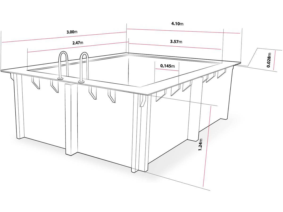 Habitat Et Jardin - Piscine Bois Rectangle " Caimans 140   " - 4.10 X 3.00 X 1.39 M -habitat Et Jardin - Image 3