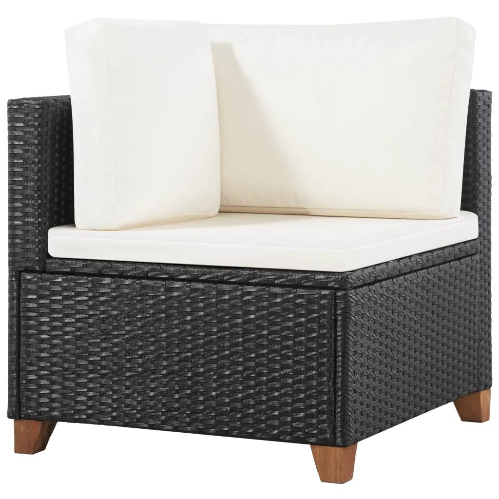 Vidaxl - Salon de jardin 4 pcs avec coussins Résine tressée Noir vidaXL 44107 - Imagen 9