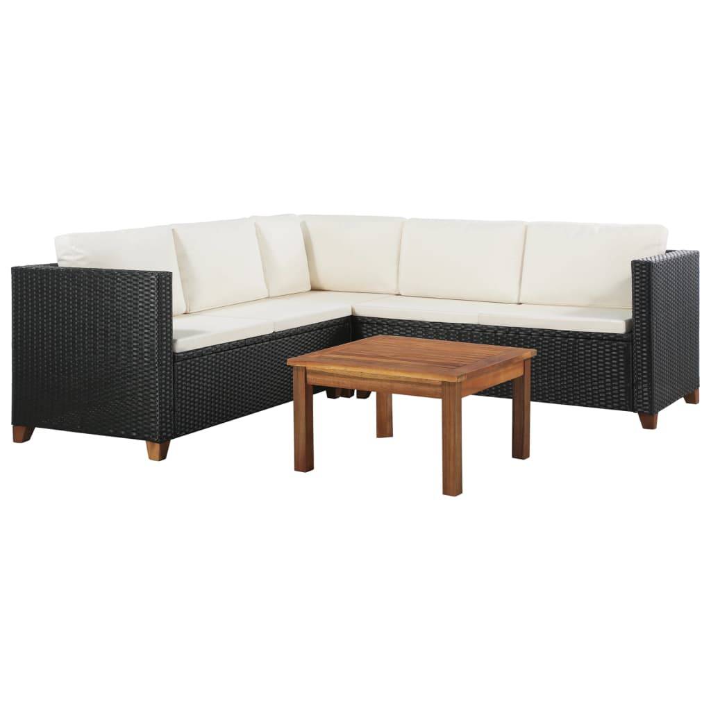 Vidaxl - Salon de jardin 4 pcs avec coussins Résine tressée Noir vidaXL 44107 - Imagen 1
