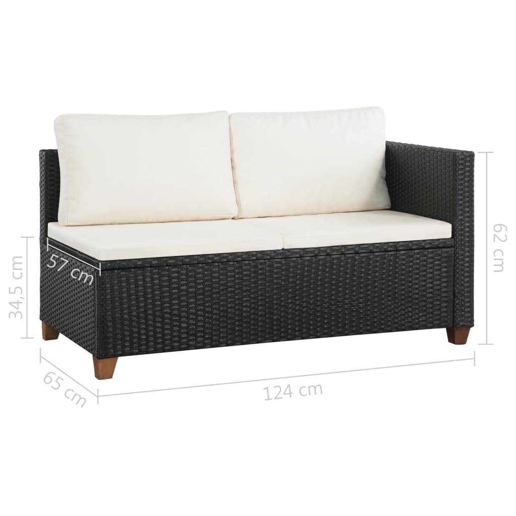 Vidaxl - Salon de jardin 4 pcs avec coussins Résine tressée Noir vidaXL 44107 - Imagen 3