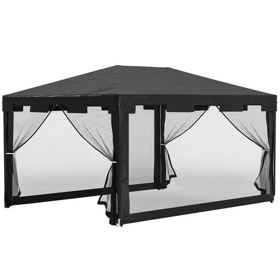 ComfortXL - Tonnelle de Jardin 4x3m avec Moustiquaires Intégrées Toit Anti-Pluie Gris Foncé - ComfortXL Outdoor Living - Image 2