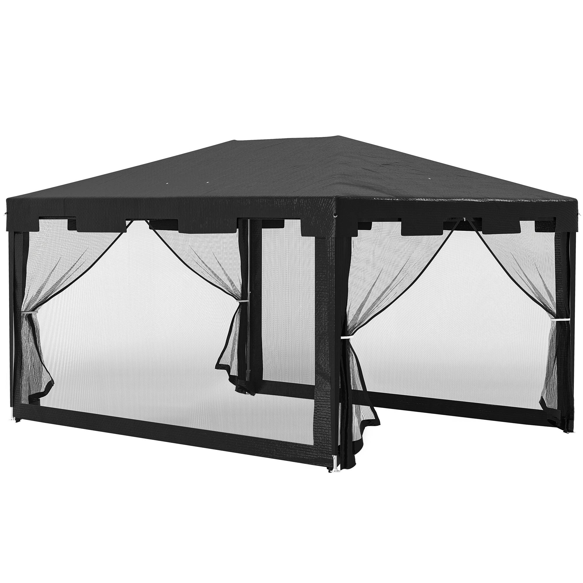 ComfortXL - Tonnelle de Jardin 4x3m avec Moustiquaires Intégrées Toit Anti-Pluie Gris Foncé - ComfortXL Outdoor Living - Image 1