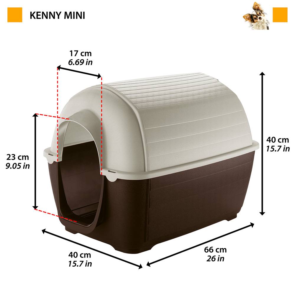 Ferplast - Ferplast Caseta exterior para perros KENNY MINI, hábitat para perros en resina termo-plástica, resistente a los golpes y rayos UV, sistema de - Imagen 2
