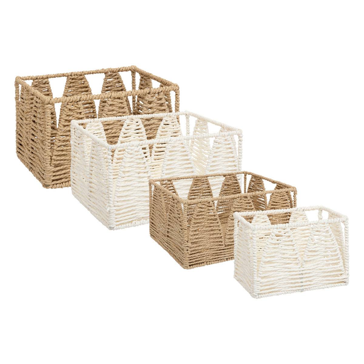 Atmosphera - Lot de 4 Paniers de rangement Beige et Blanc L 34 L 30 L 26 et L 22 cm - Imagen 1