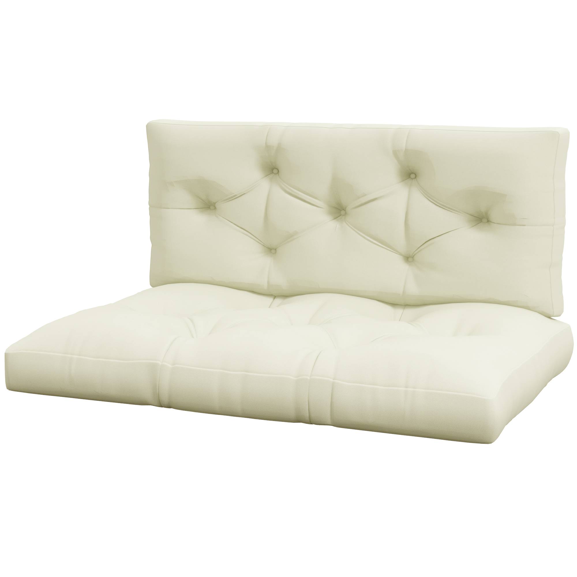 ComfortXL - Coussins palette polyester 2 pièces 120 x 80 x 12 cm blanc crème intérieur extérieur jardin confort épais - Image 2