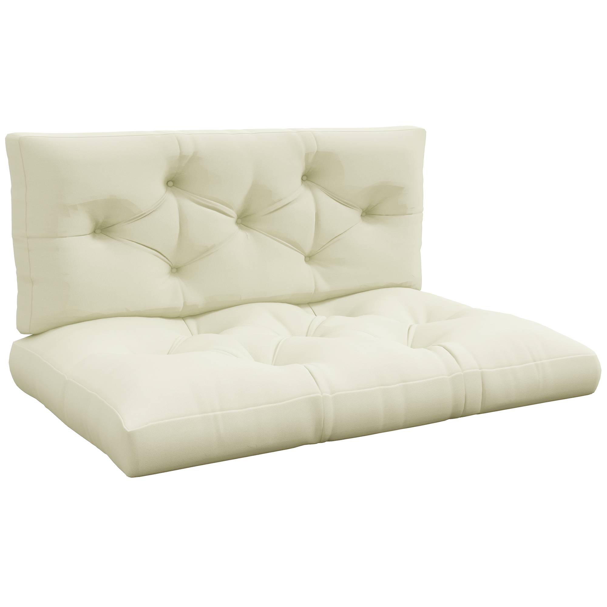 ComfortXL - Coussins palette polyester 2 pièces 120 x 80 x 12 cm blanc crème intérieur extérieur jardin confort épais - Image 10
