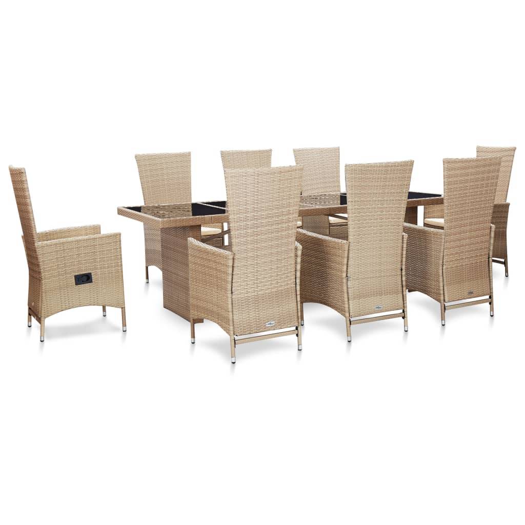 Vidaxl - Ensemble à manger d'extérieur et coussins 9 pcs résine tressée vidaXL 46048 - Imagen 1
