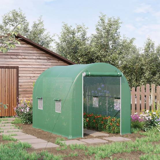 ComfortXL - Serre de Jardin Tunnel 6m² Acier galvanisé renforcé Porte zippée et 4 fenêtres 3x2x2,10m Vert - ComfortXL Outdoor Living - Image 3