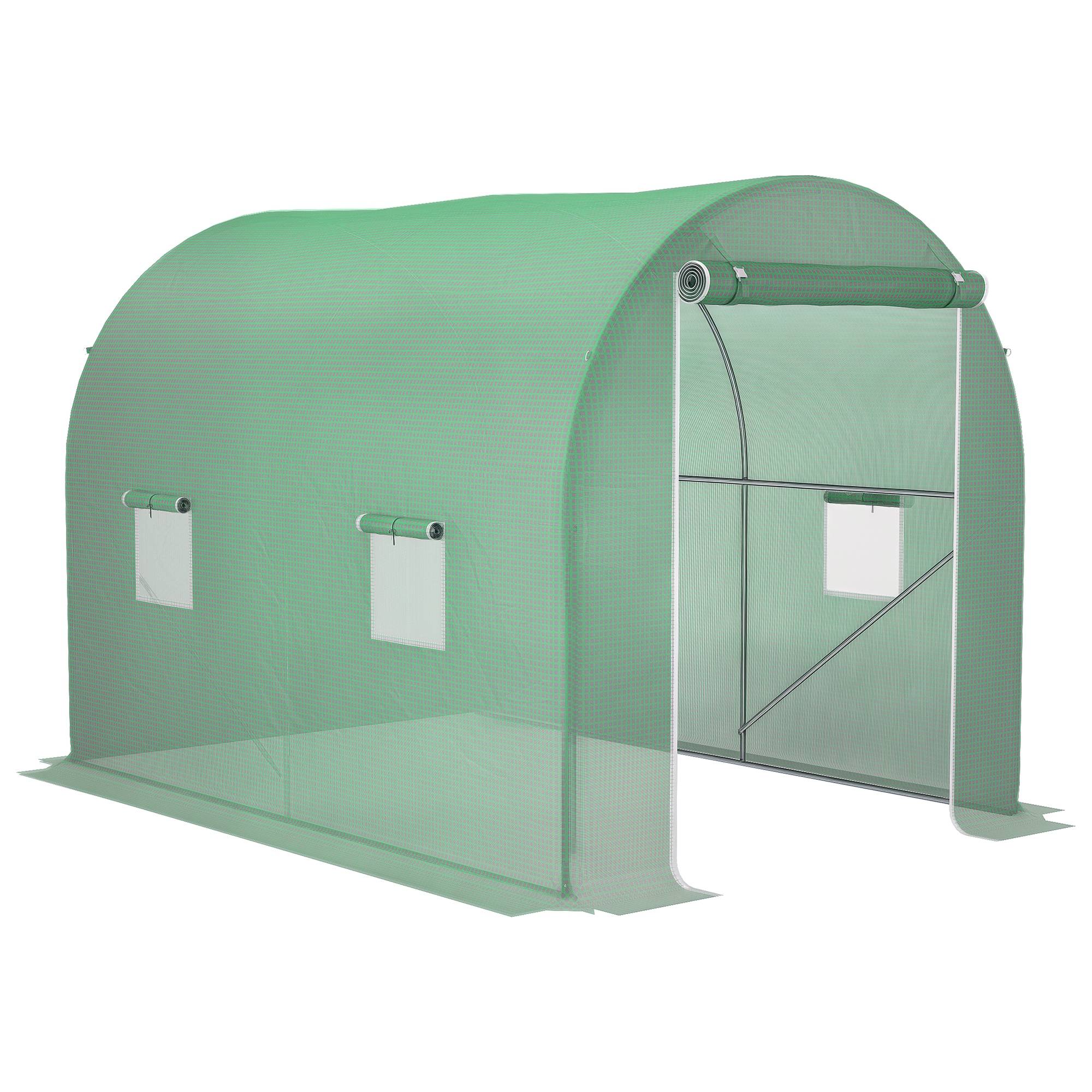 ComfortXL - Serre de Jardin Tunnel 6m² Acier galvanisé renforcé Porte zippée et 4 fenêtres 3x2x2,10m Vert - ComfortXL Outdoor Living - Image 1